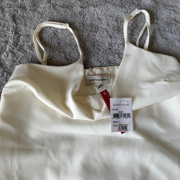 NWT June & Hudson White Lace Slip Dress Midi V Neck Minimalist Chic XL - Picture 5 of 8